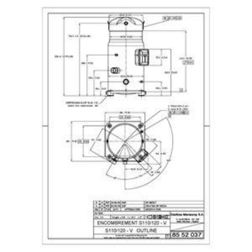 صورة ضاغط دانفوس- أداء حلزوني SM110-3VM طور 3 220 فولت 110 وحدة حرارية